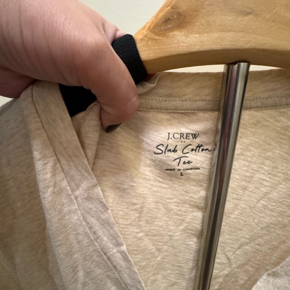 J. Crew Women's Cream V-Neck Short Sleeve Tee - Picture 3 of 3